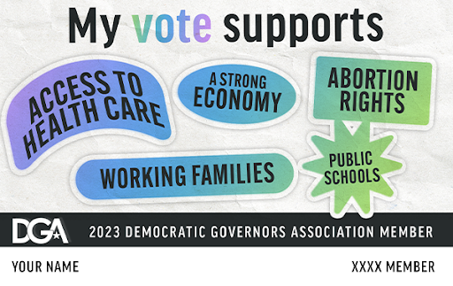 My vote supports: ACCESS TO HEALTH CARE, WORKING FAMILIES, A STRONG ECONOMY, ABORTION RIGHTS, PUBLIC SCHOOLS