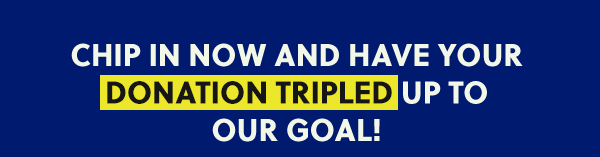Chip in now and have your donation TRIPLED up to our goal!